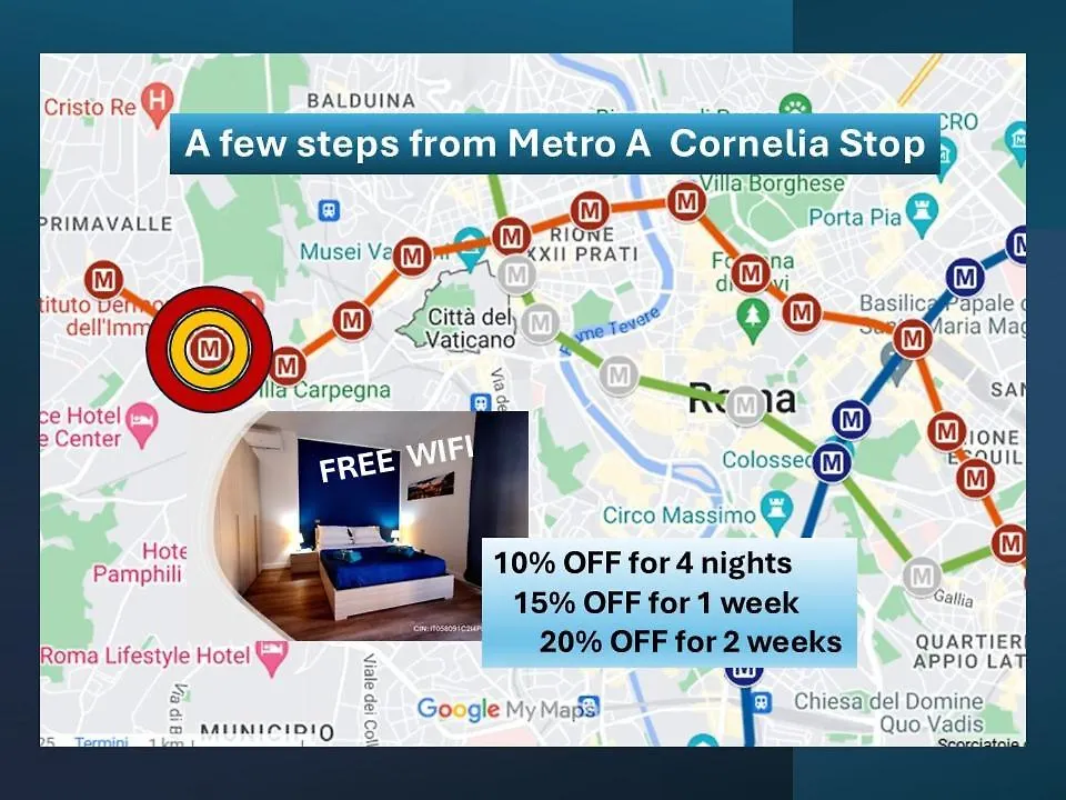 Alloggio Caprara Accomodation Metro Cornelia Řím
